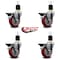 Service Caster 4'' Red Poly Swivel 1-7/8'' Expanding Stem Caster Set with Brake, 4PK SCC-EX20S414-PPUB-RED-PLB-178-4 - alternate 4
